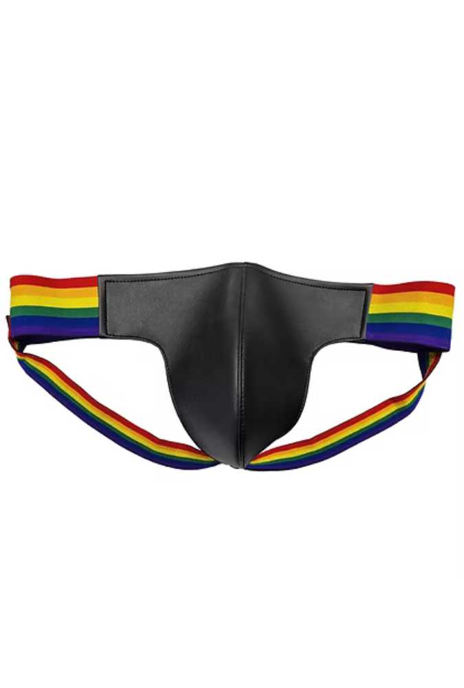 Jockstrap with Pride Stripes - Leather
