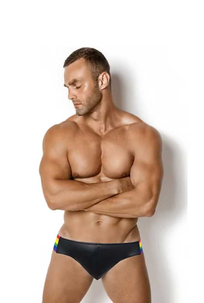 Jockstrap with Pride Stripes - Leather