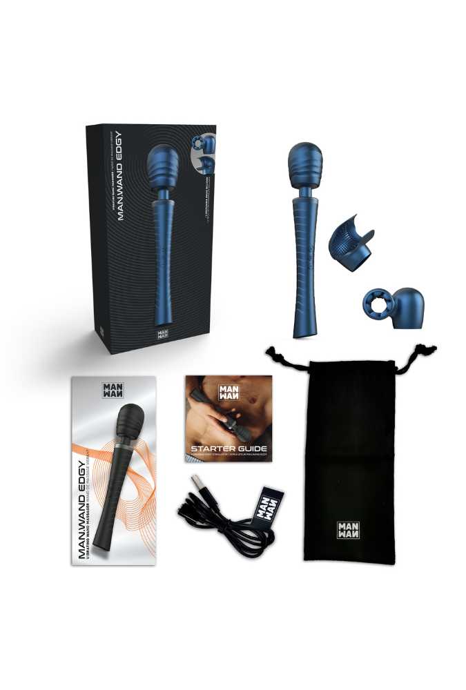 Powerful Wand Vibrator with 2 Interchangeable Heads - Man Wand Edgy