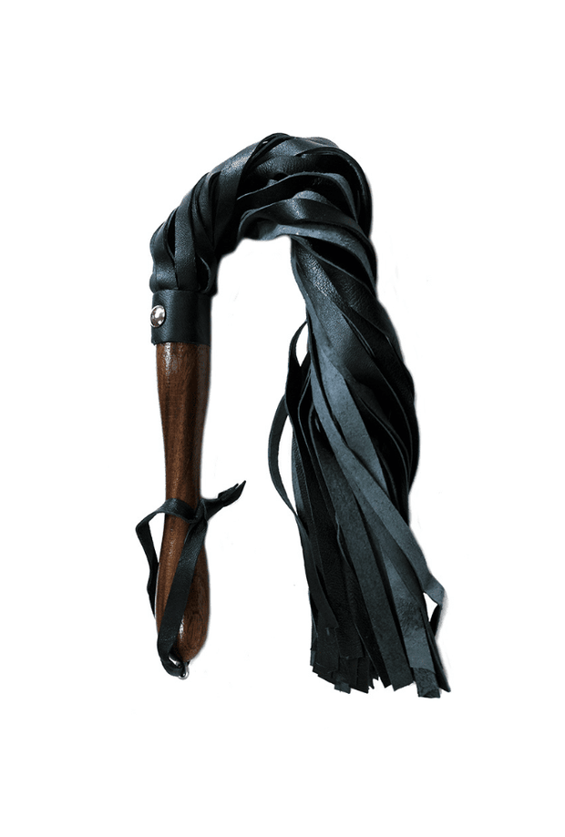Leather Flogger with Wooden Handle