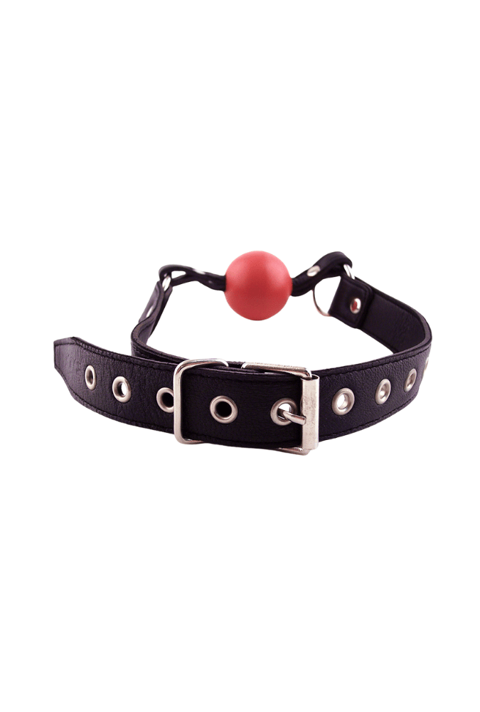 Leather Ball Gag - Red Ball