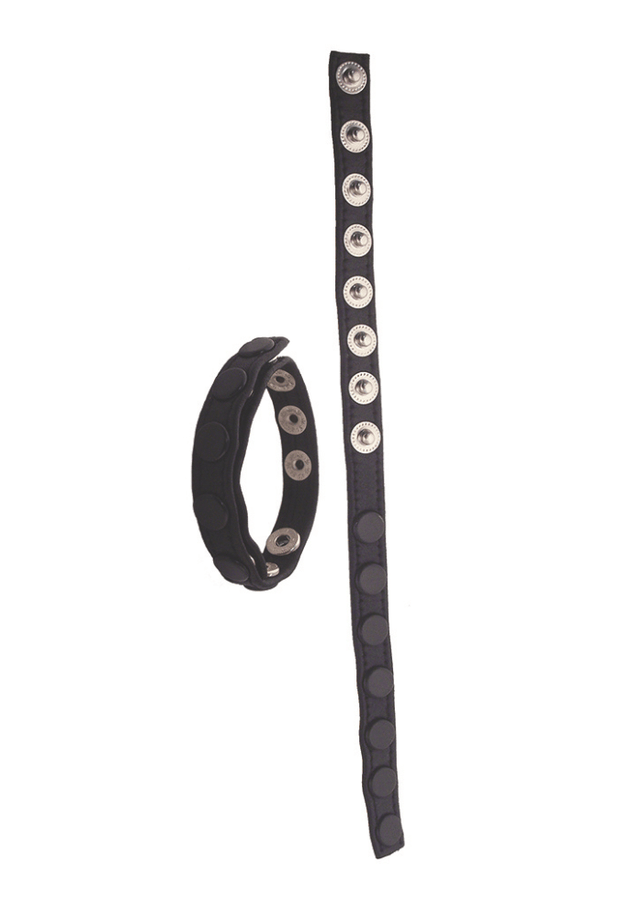 Adjustable Cock Ring with Snap Buttons - Leather