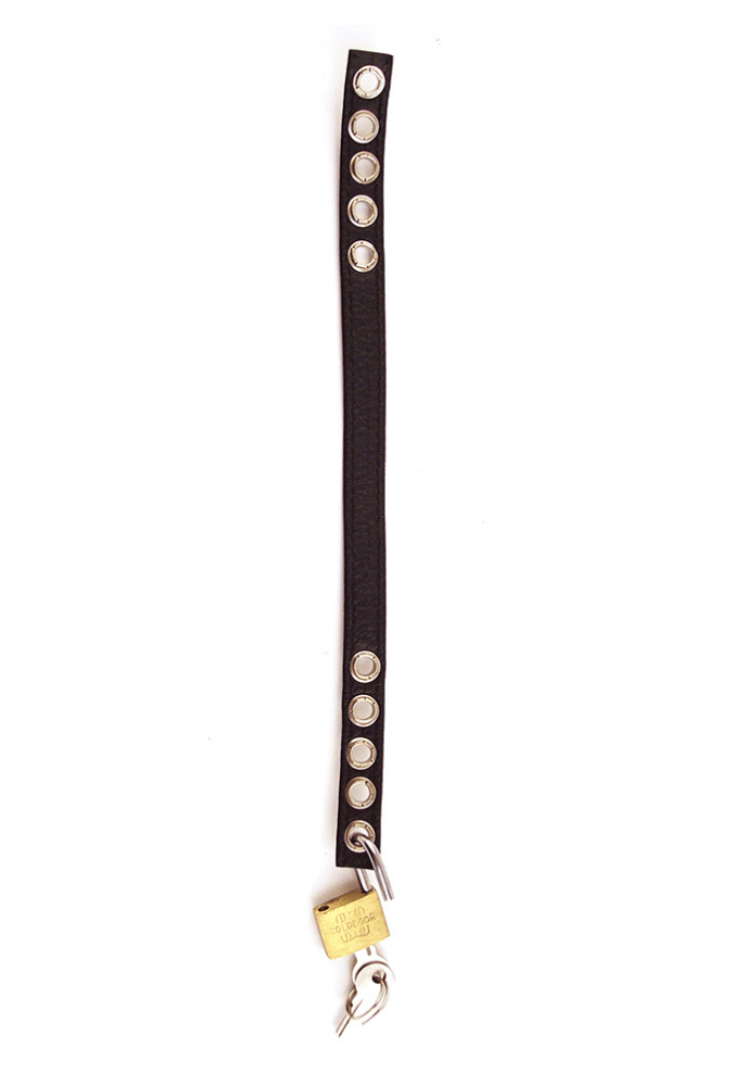 Adjustable Lockable Cock Ring with Padlock - Leather