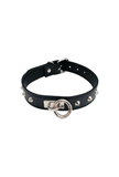 Leather O-Ring Studded Collar - ROUGE