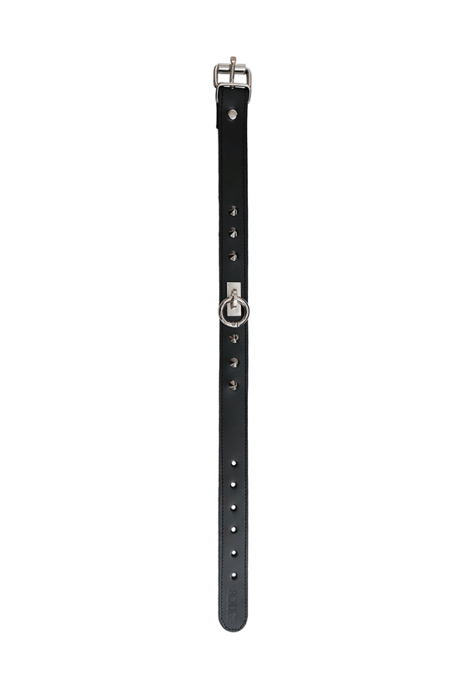 Leather O-Ring Studded Collar - ROUGE