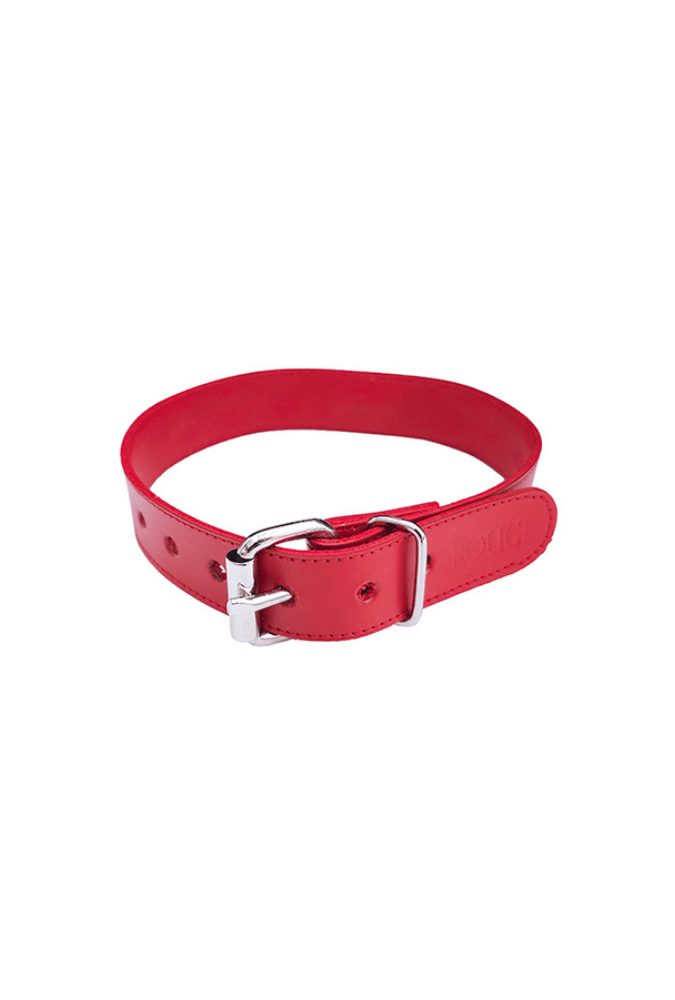 Leather O-Ring Studded Collar - ROUGE