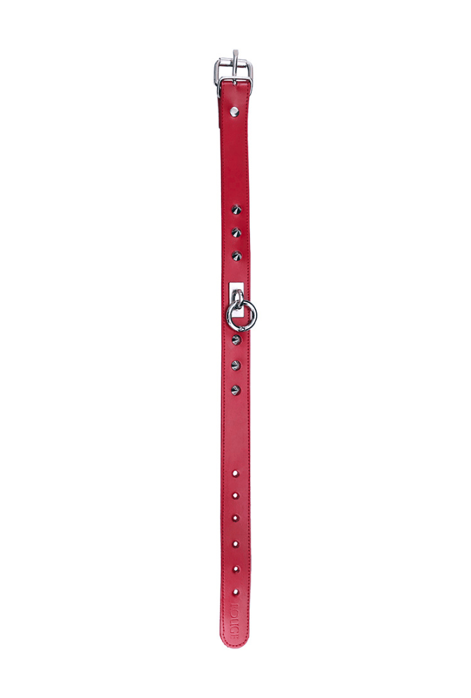 Leather O-Ring Studded Collar - ROUGE