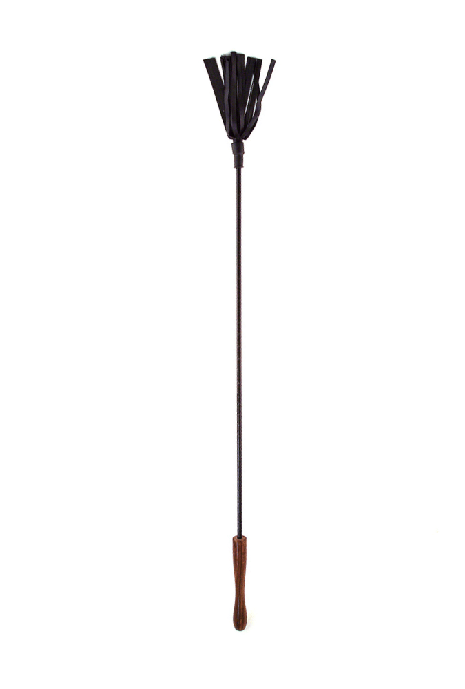 Riding crop with round wooden handle - Leather