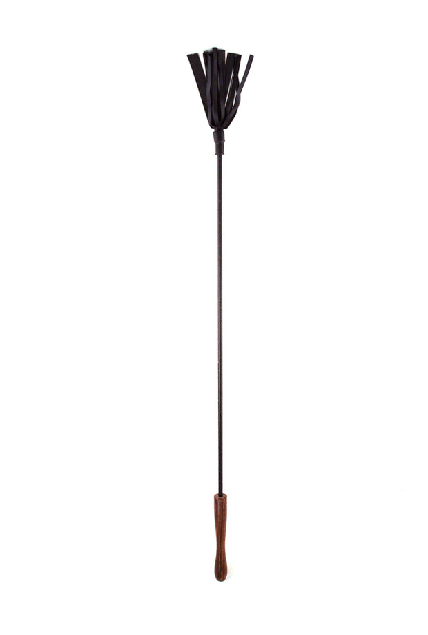 Riding crop with round wooden handle - Leather