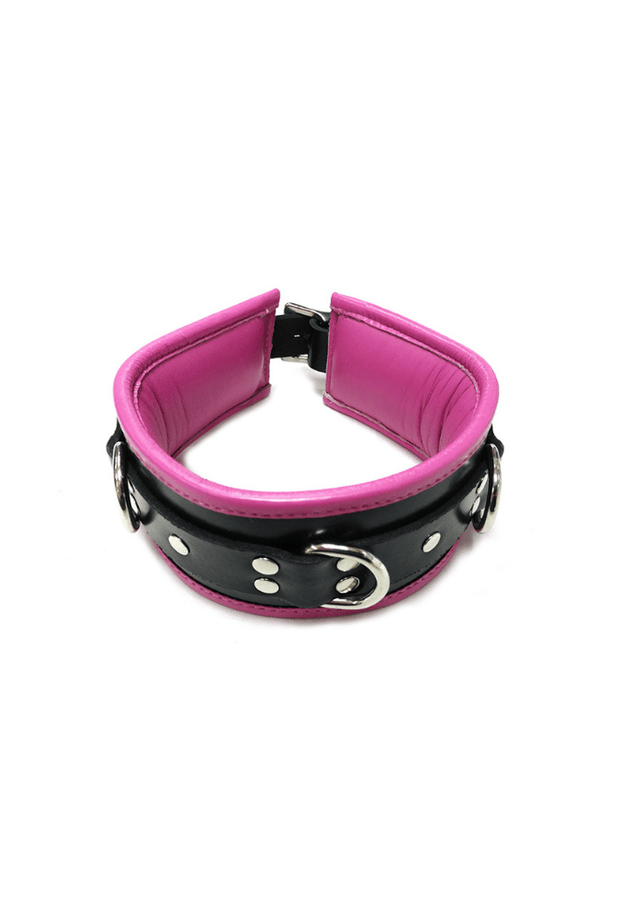 Leather 5 D-Ring Collar - ROUGE