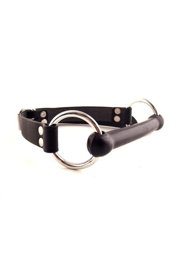 Leather Ball Gag - O-Ring Rubber Rod