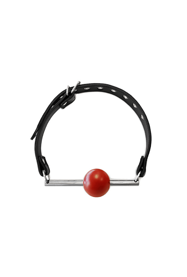 Leather Ball Gag - Stainless Steel Rod & Removable Ball