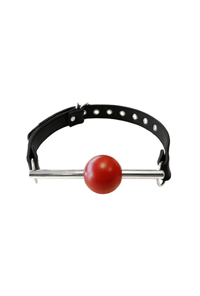 Leather Ball Gag - Stainless Steel Rod & Removable Ball