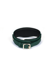 Mossy Chic Leather BDSM Collar with Chain Leash and Lock